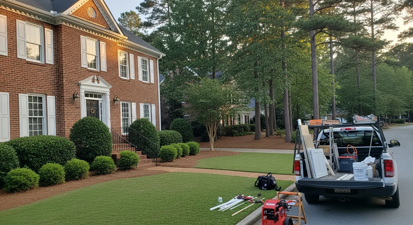 Established Marietta home with mature landscaping and brick exterior in a tree-lined neighborhood.